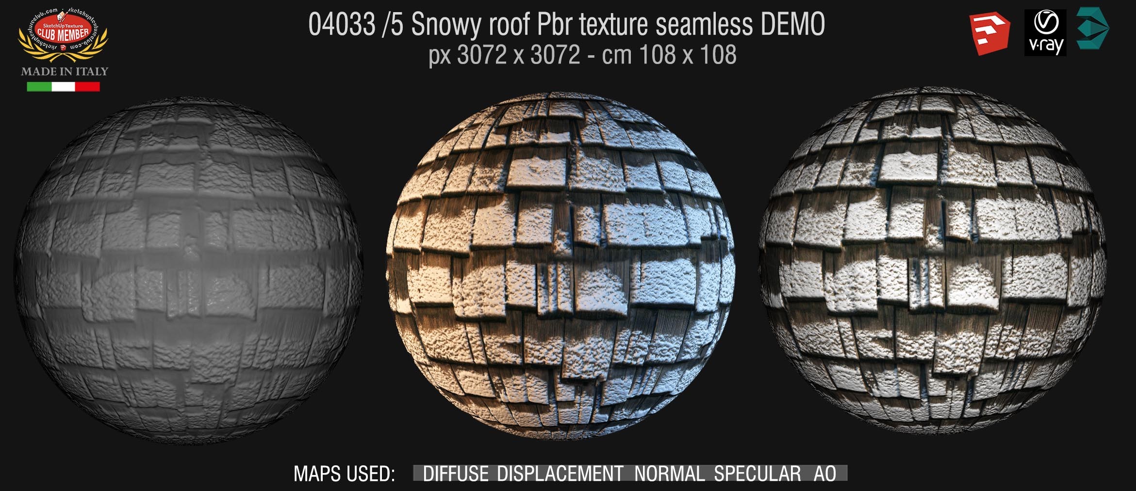 04033 /5 Snowy roof Pbr texture seamless DEMO