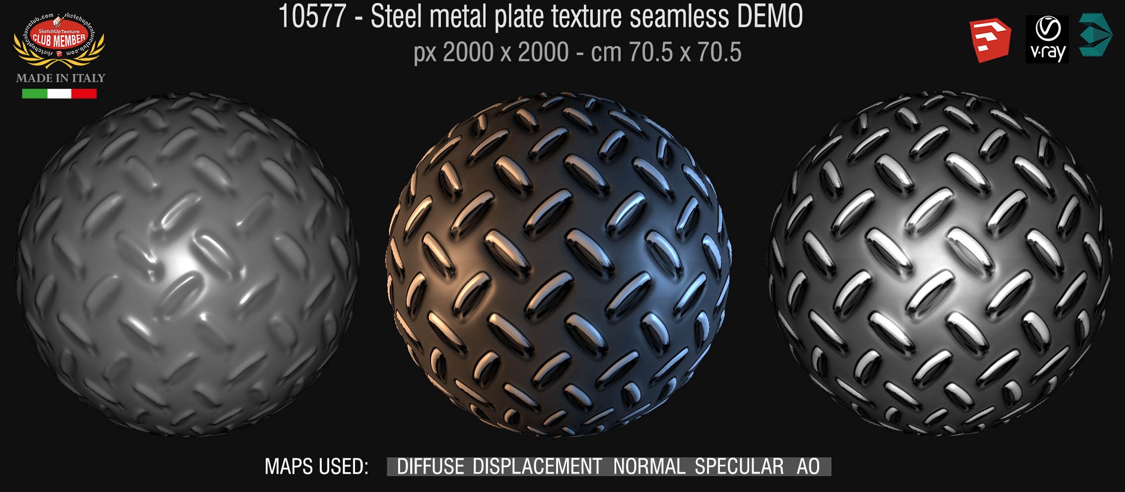 10577 HR Steel metal plate texture seamless + maps DEMO