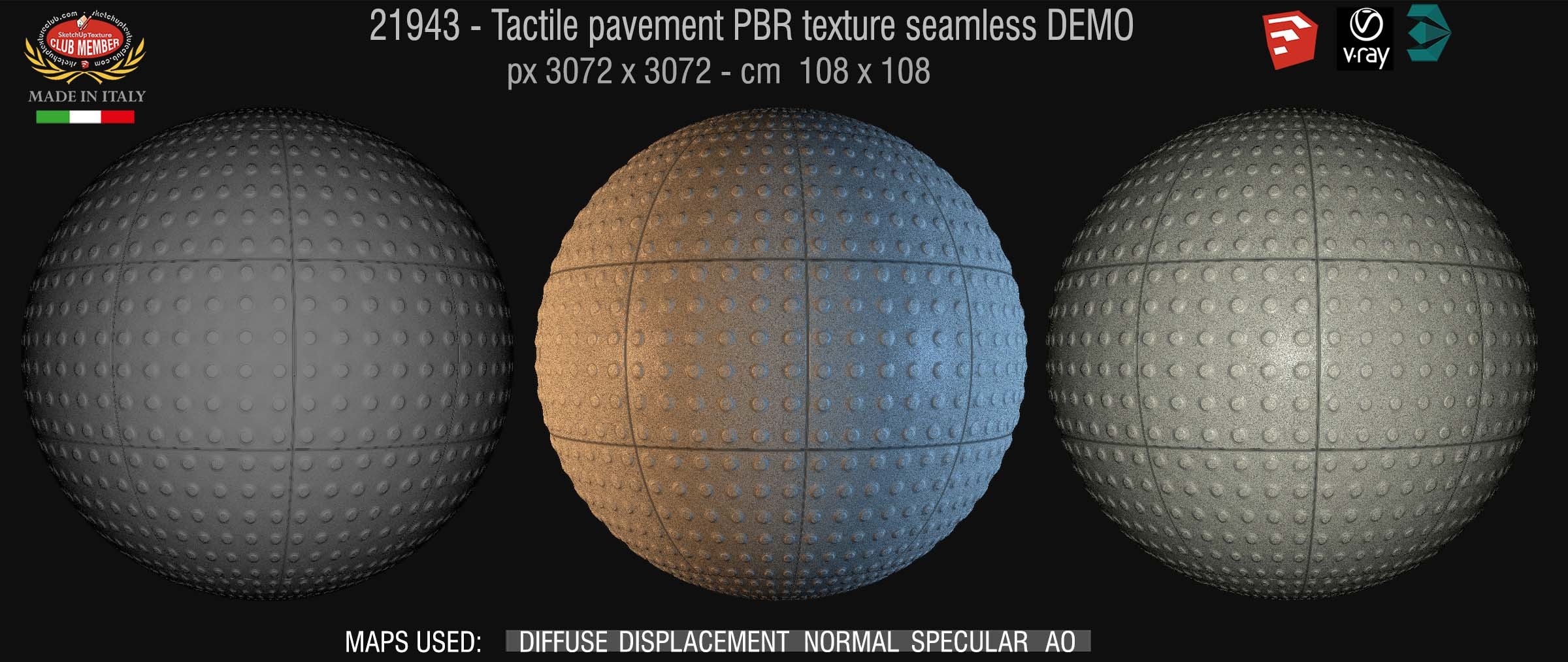 21943 Tactile pavement PBR texture seamless DEMO