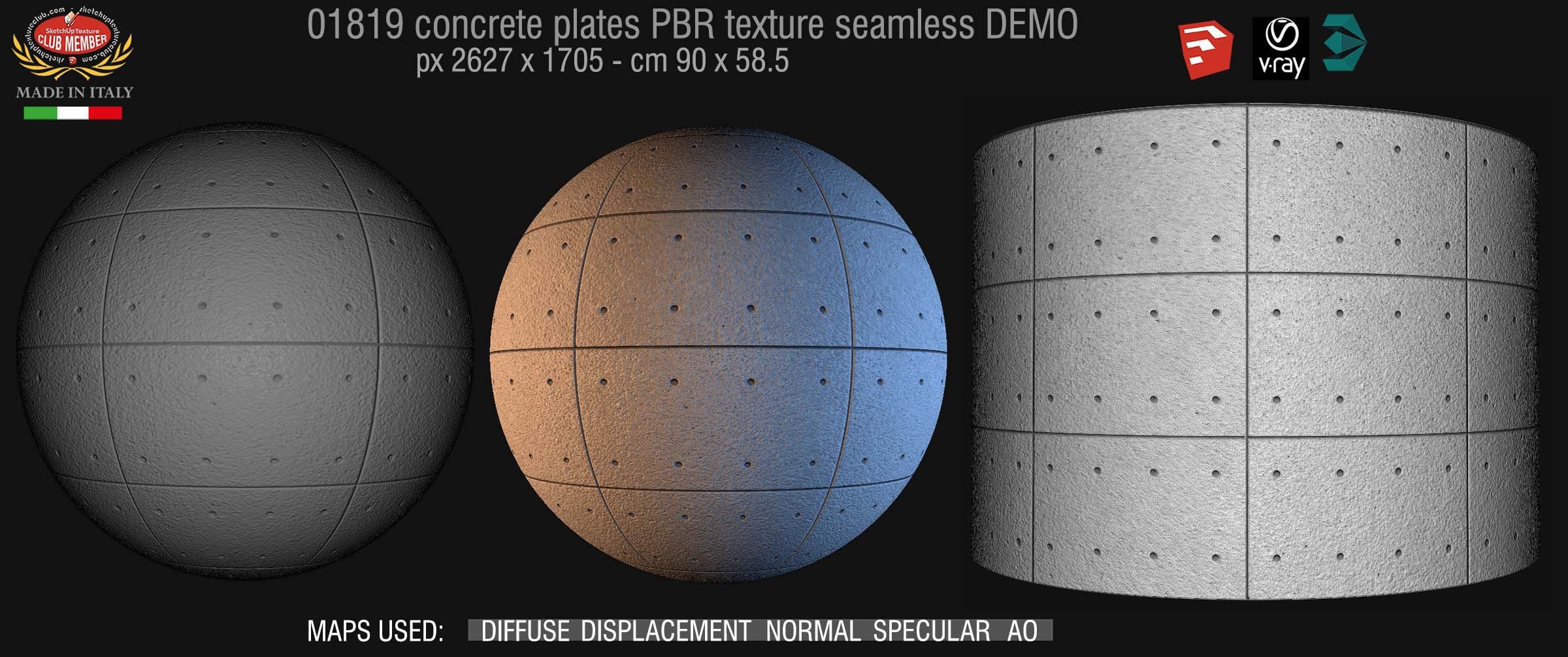 01819 Tadao Ando concrete plates PBR texture seamless DEMO