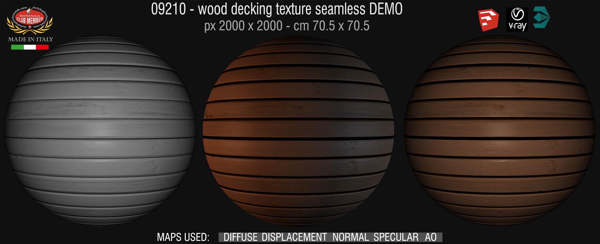 09210 HR Wood decking texture seamless + maps DEMO