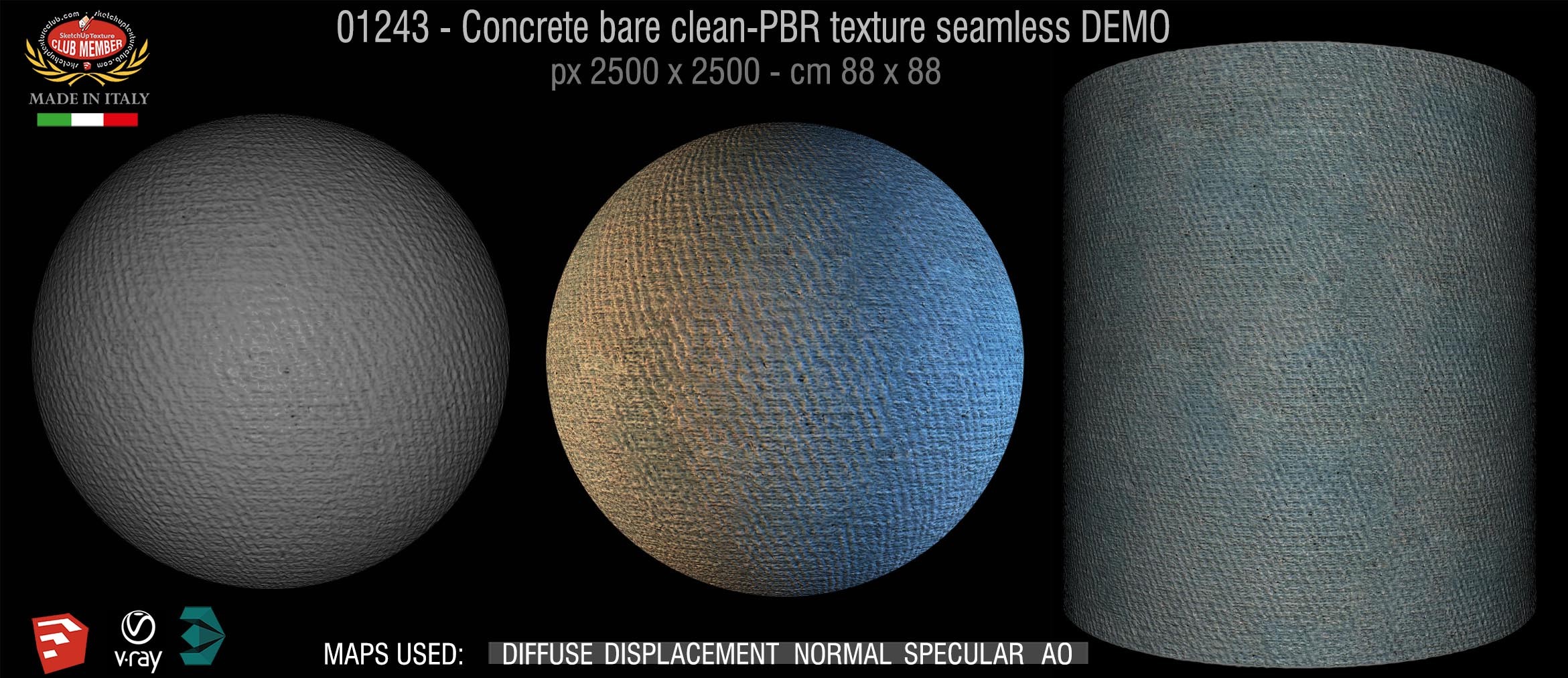 01243 Concrete bare clean-PBR texture seamless DEMO