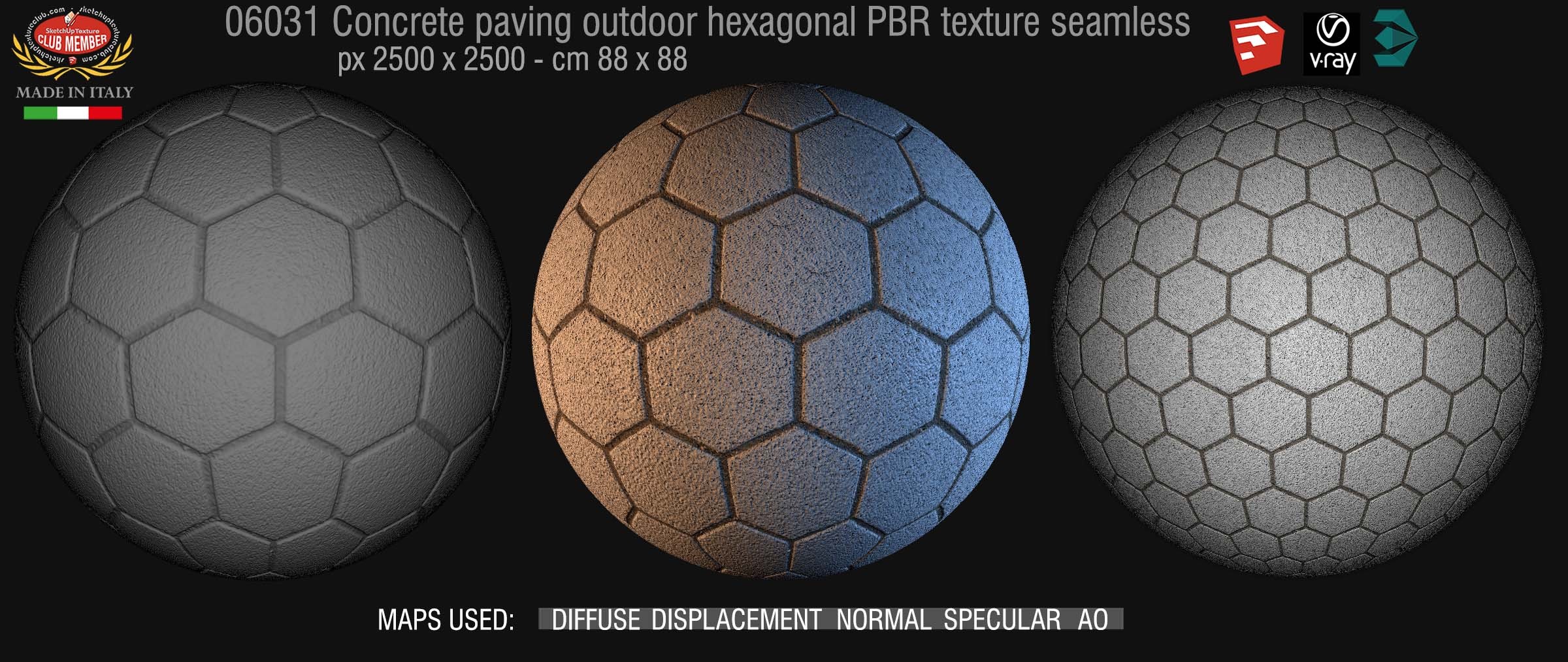 concrete paving outdoor hexagonal PBR texture seamless DEMO