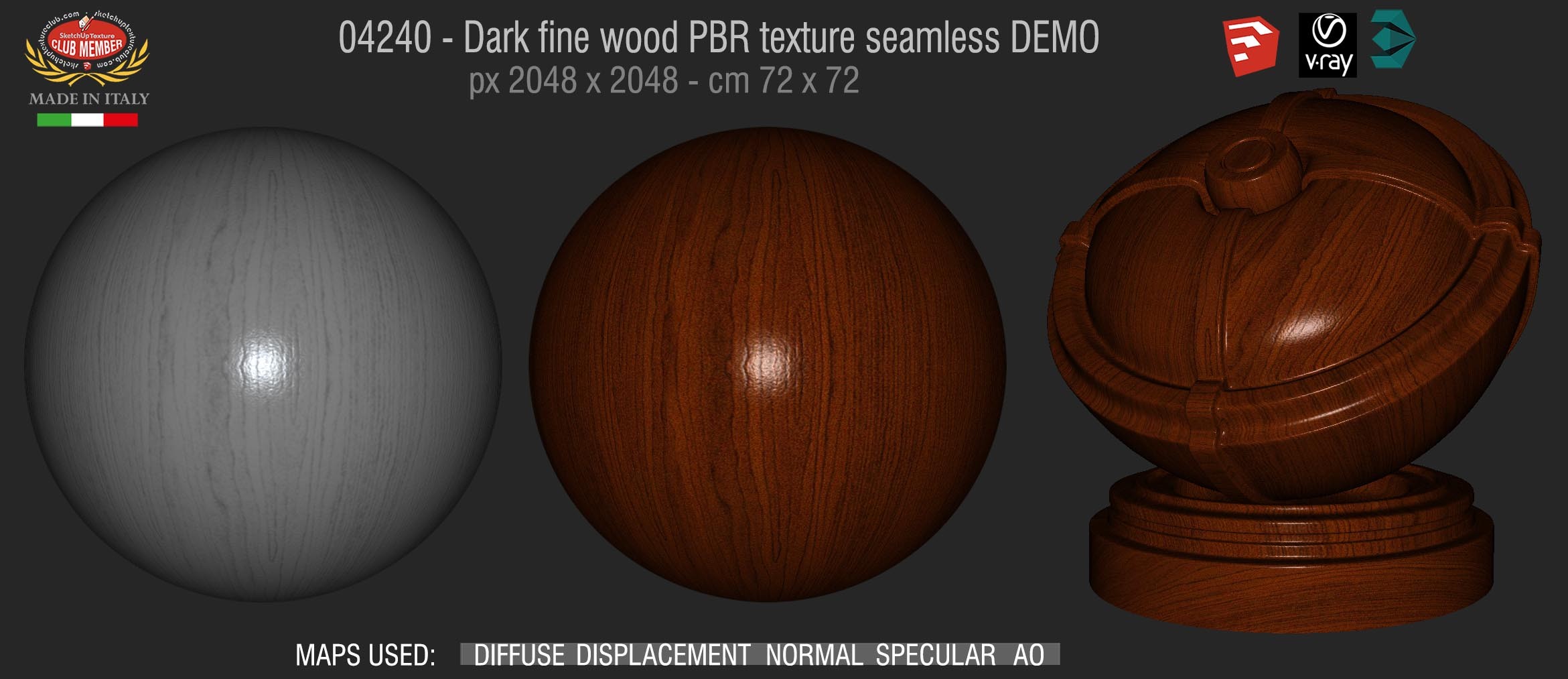 04240 Dark fine wood PBR texture seamless DEMO