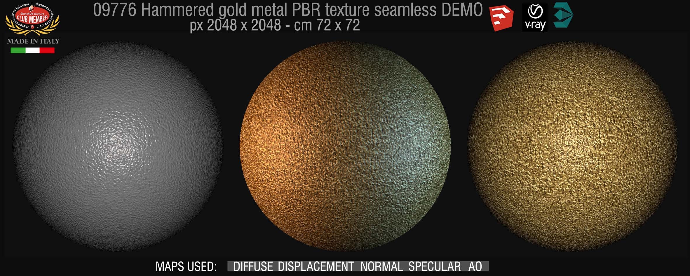 09776 Hammered gold metal PBR texture seamless DEMO