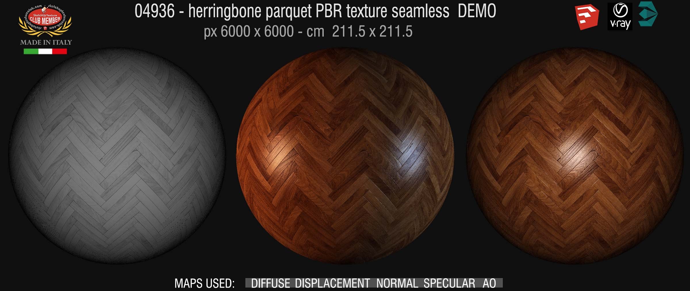 04936 Herringbone parquet PBR texture seamless DEMO