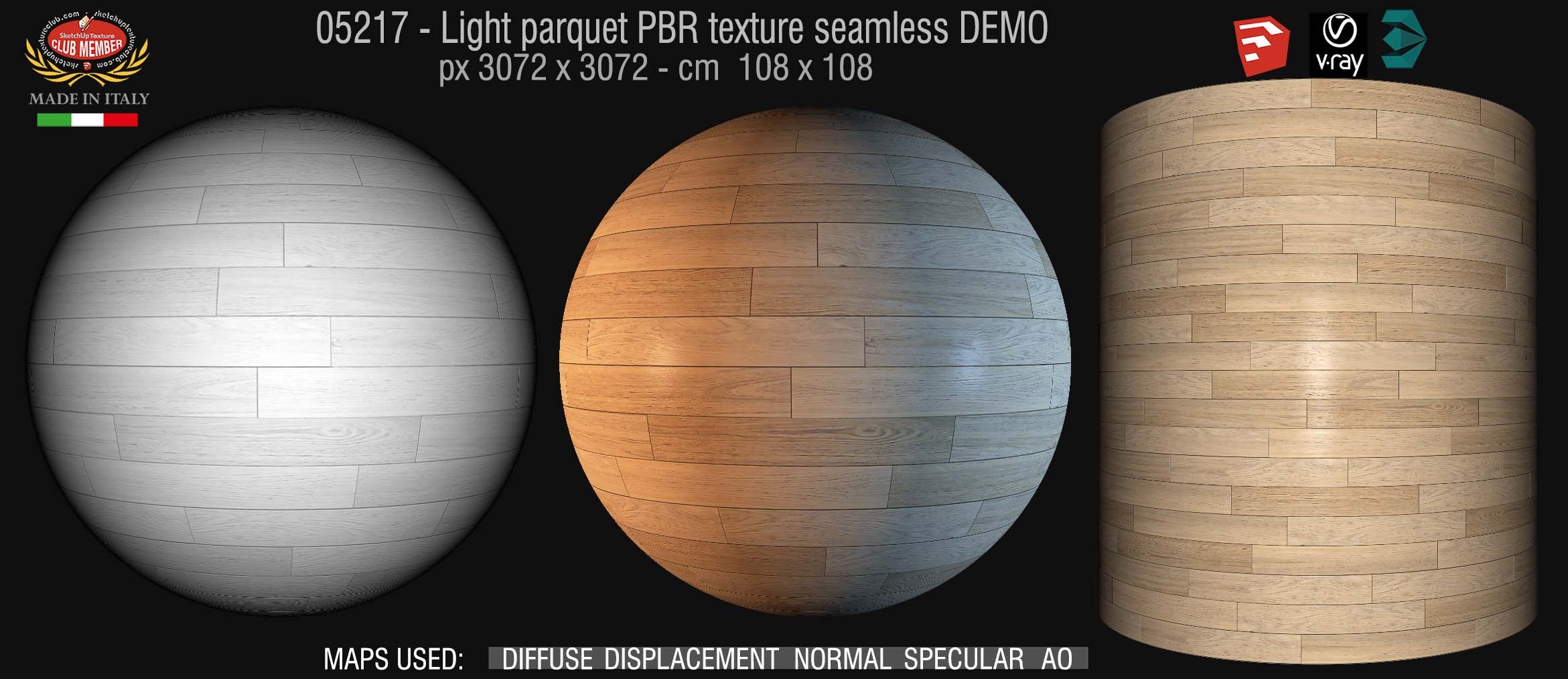 05217 Light parquet PBR texture seamless DEMO