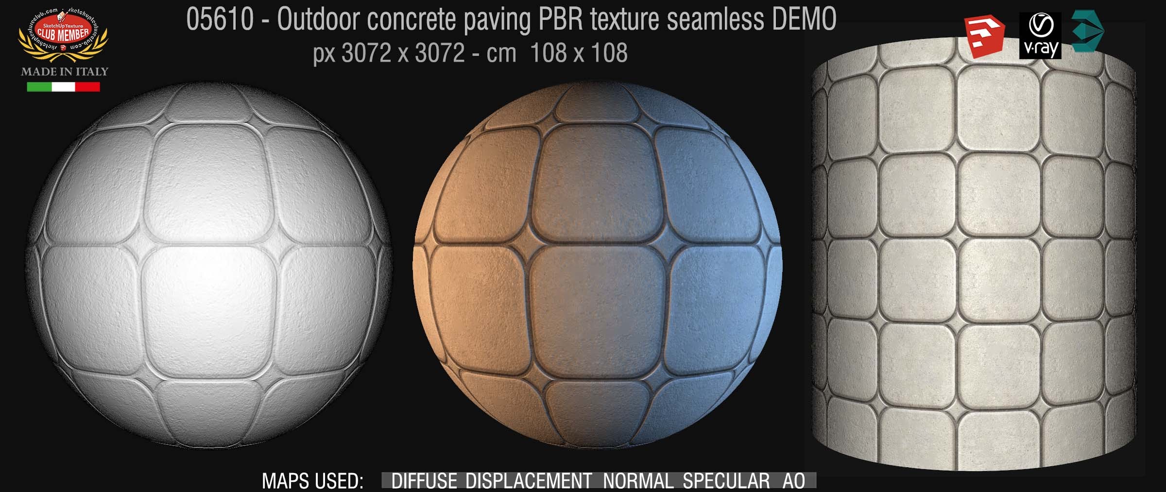 05610 Outdoor concrete paving PBR texture seamless DEMO