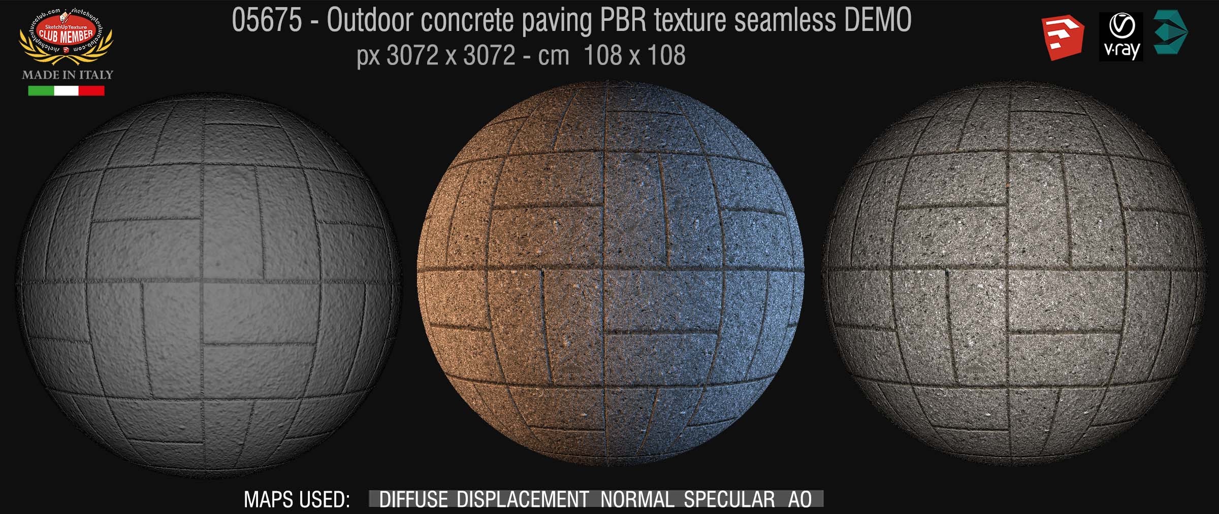 05675 Paving outdoor concrete regular block PBR texture seamless DEMO