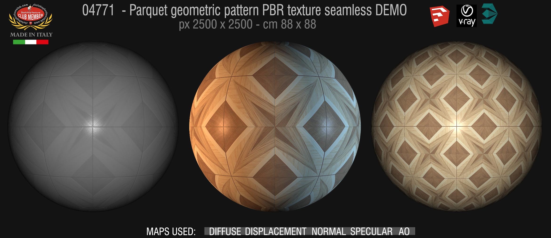 04771 Parquet geometric pattern PBR texture seamless DEMO