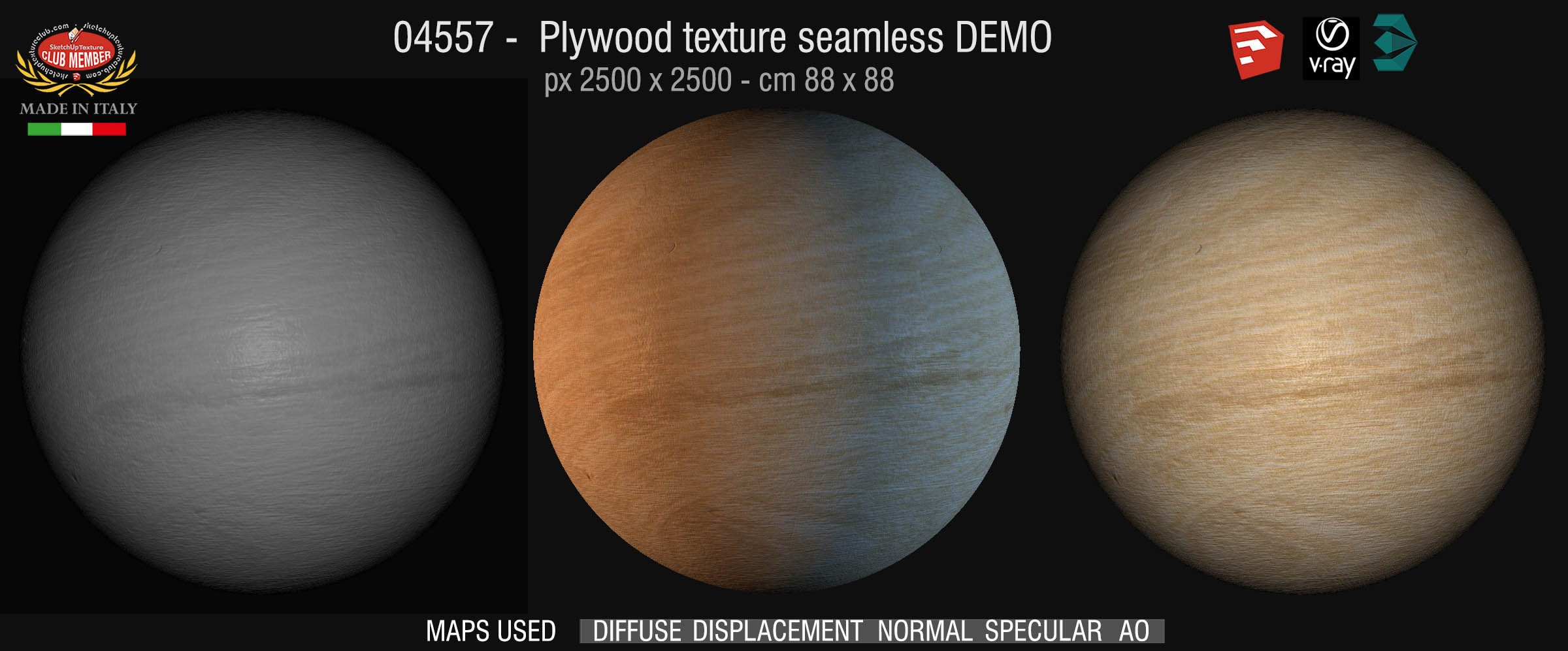 04557 Plywood texture seamless + maps DEMO