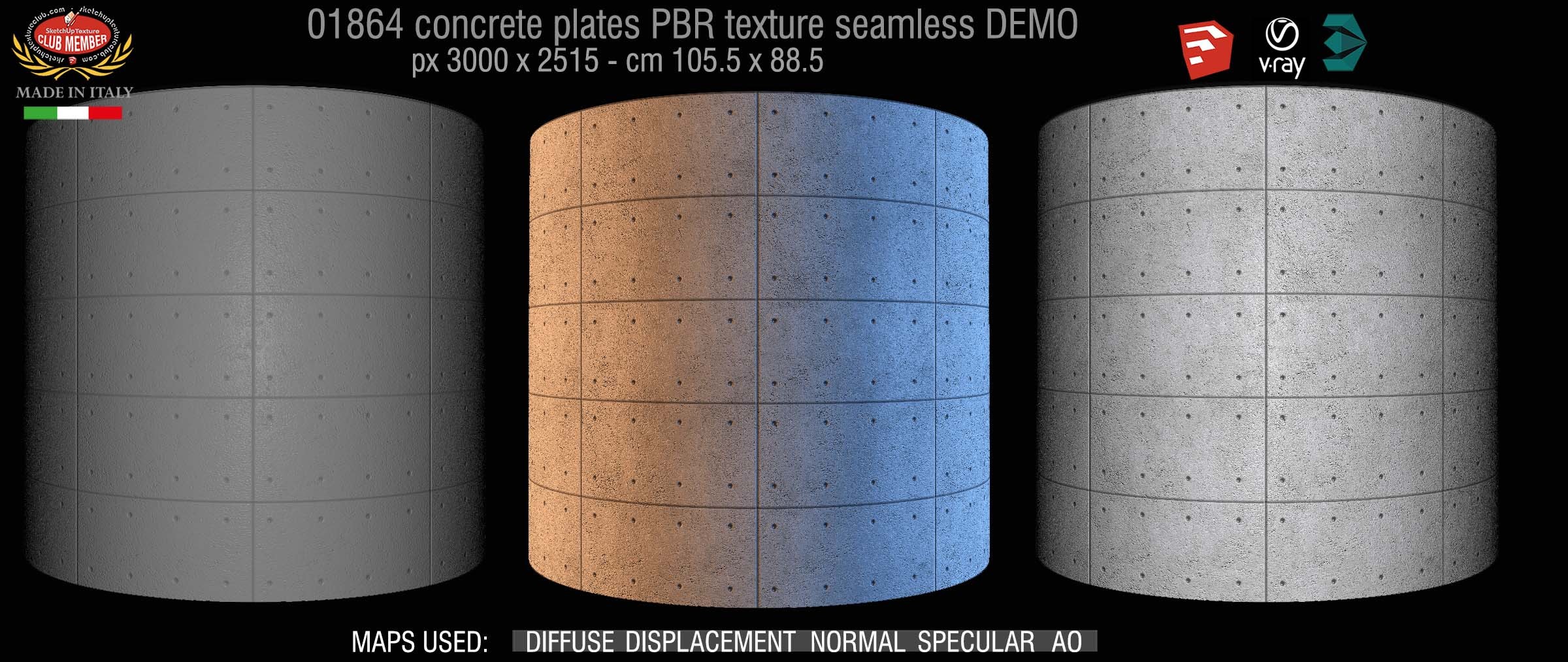 01864 Tadao Ando concrete plates PBR texture seamless DEMO