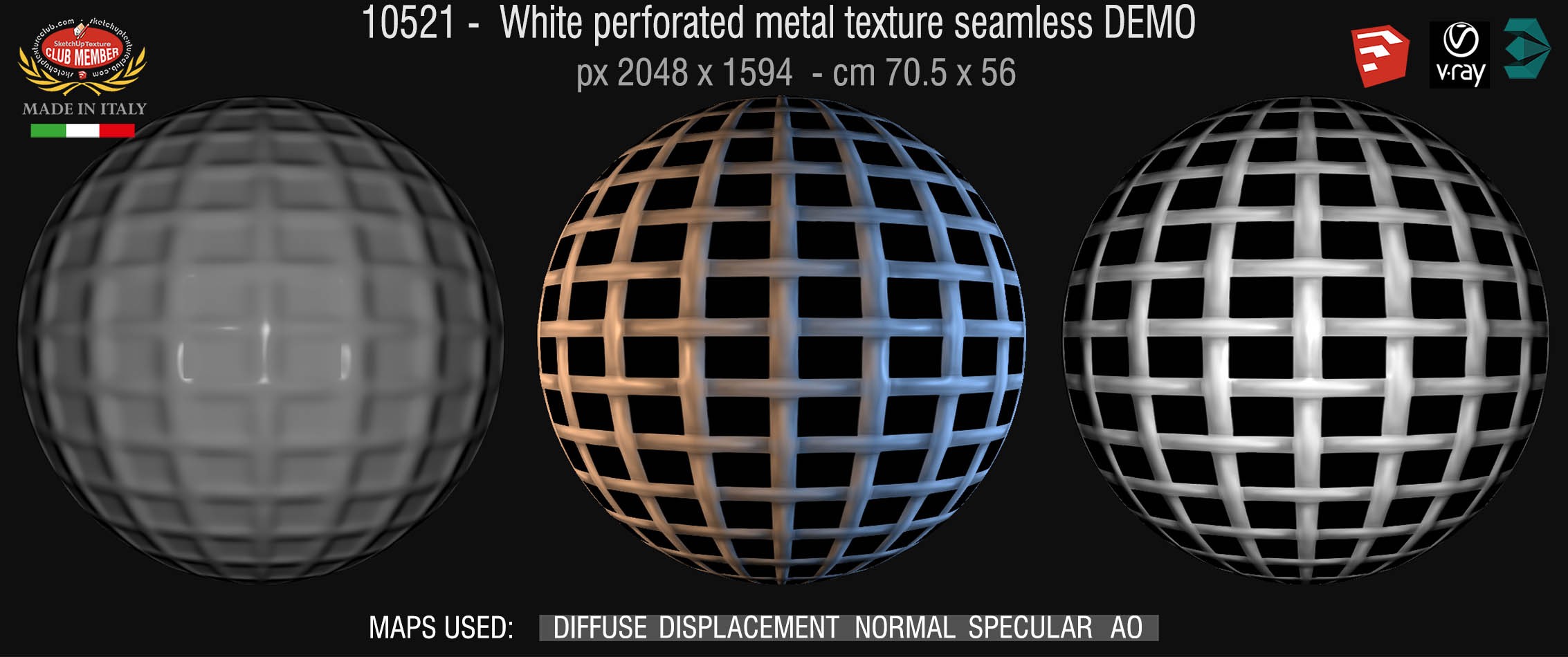 10521 HR White perforated metal texture seamless + maps DEMO