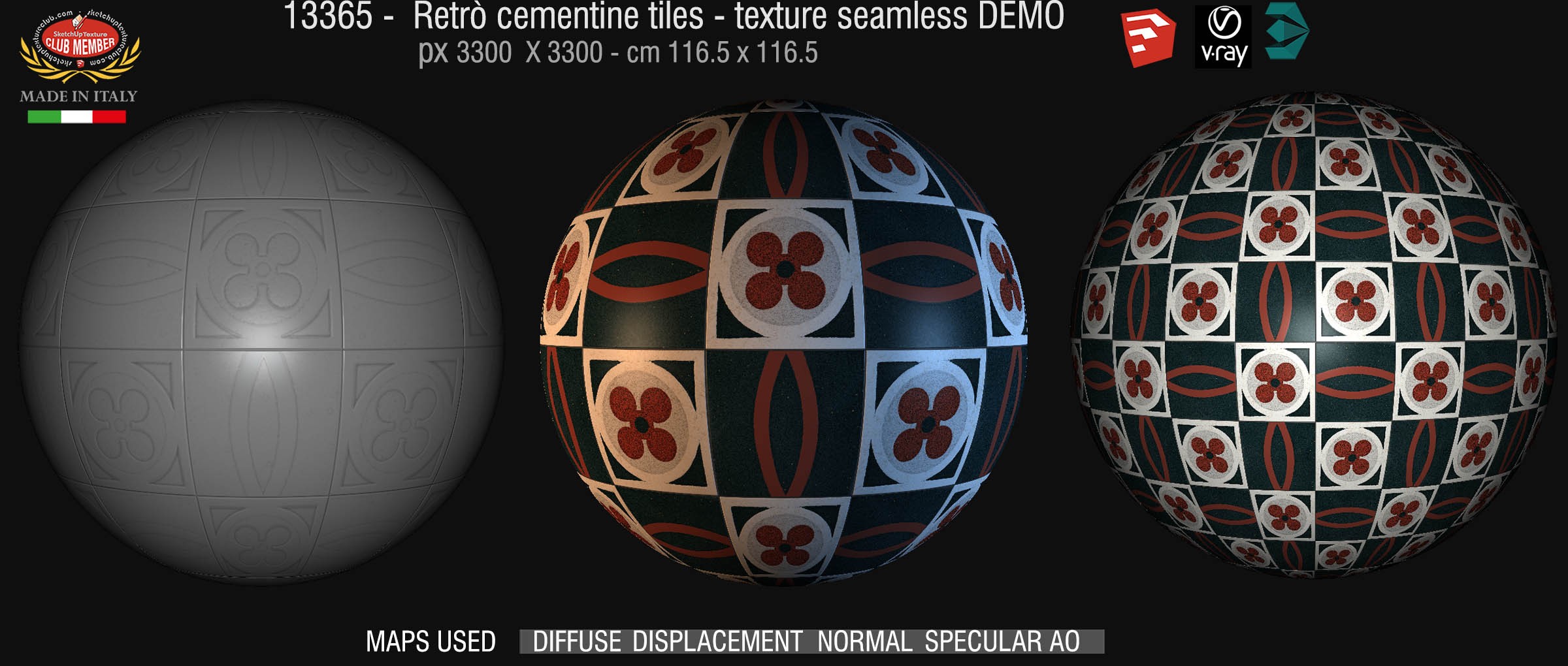 13365 retrò cementine tiles - texture seamless + maps DEMO