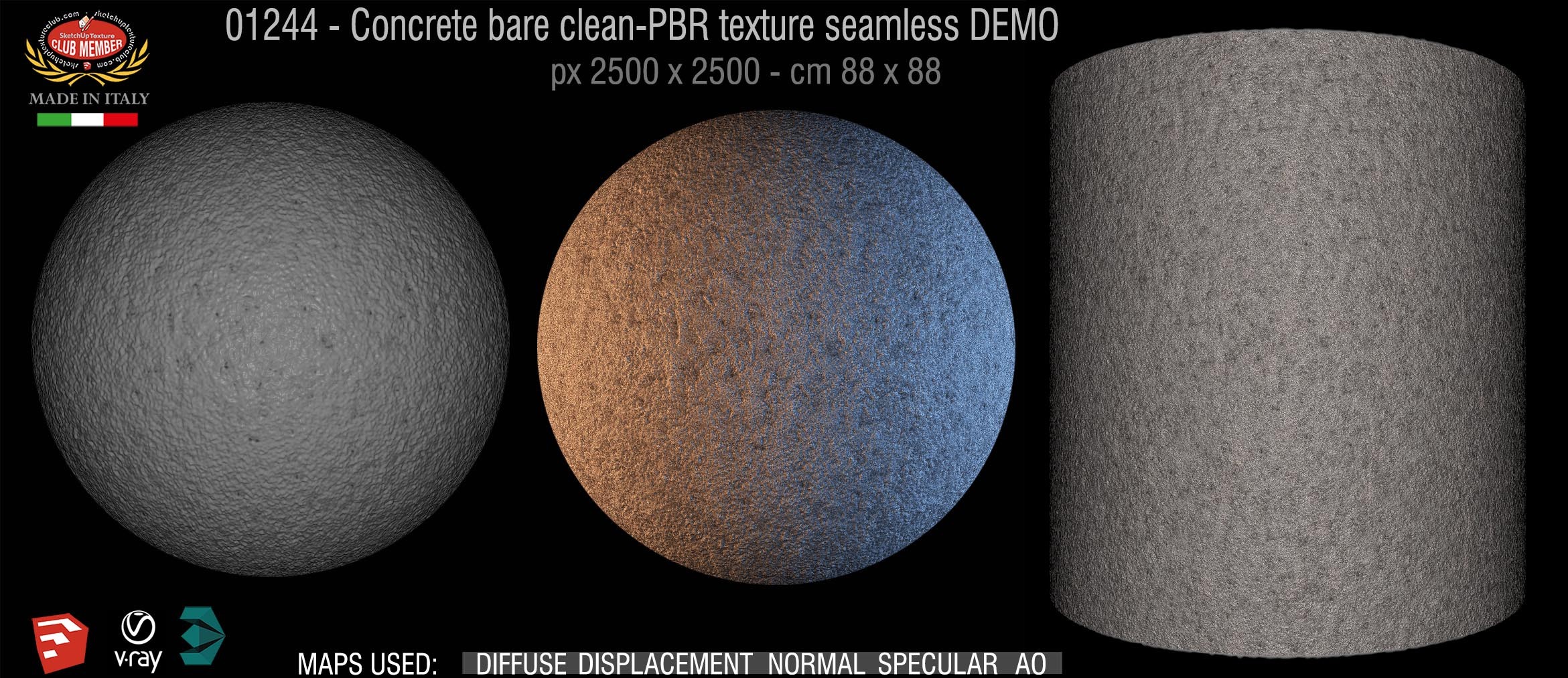 01244 Concrete bare clean-PBR texture seamless DEMO