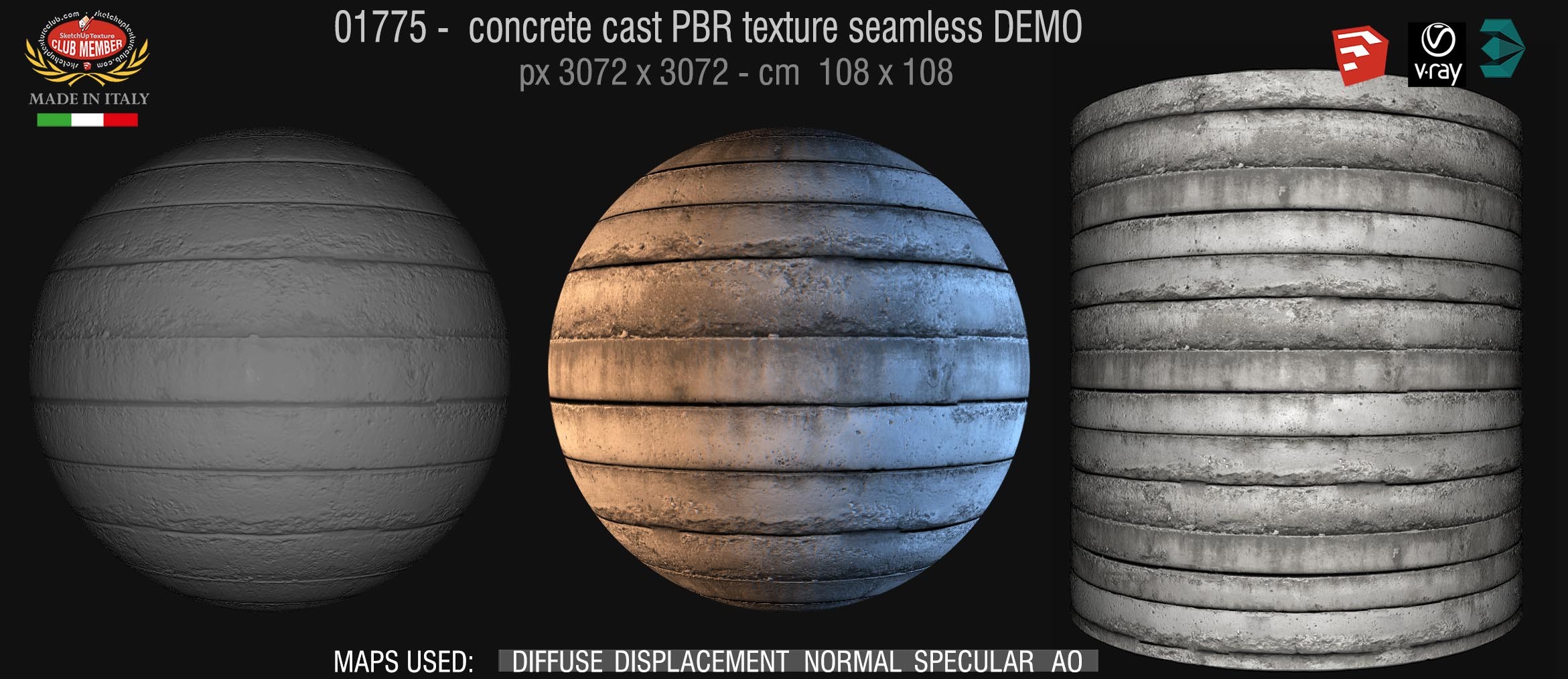 01775 concrete cast PBR texture seamless DEMO
