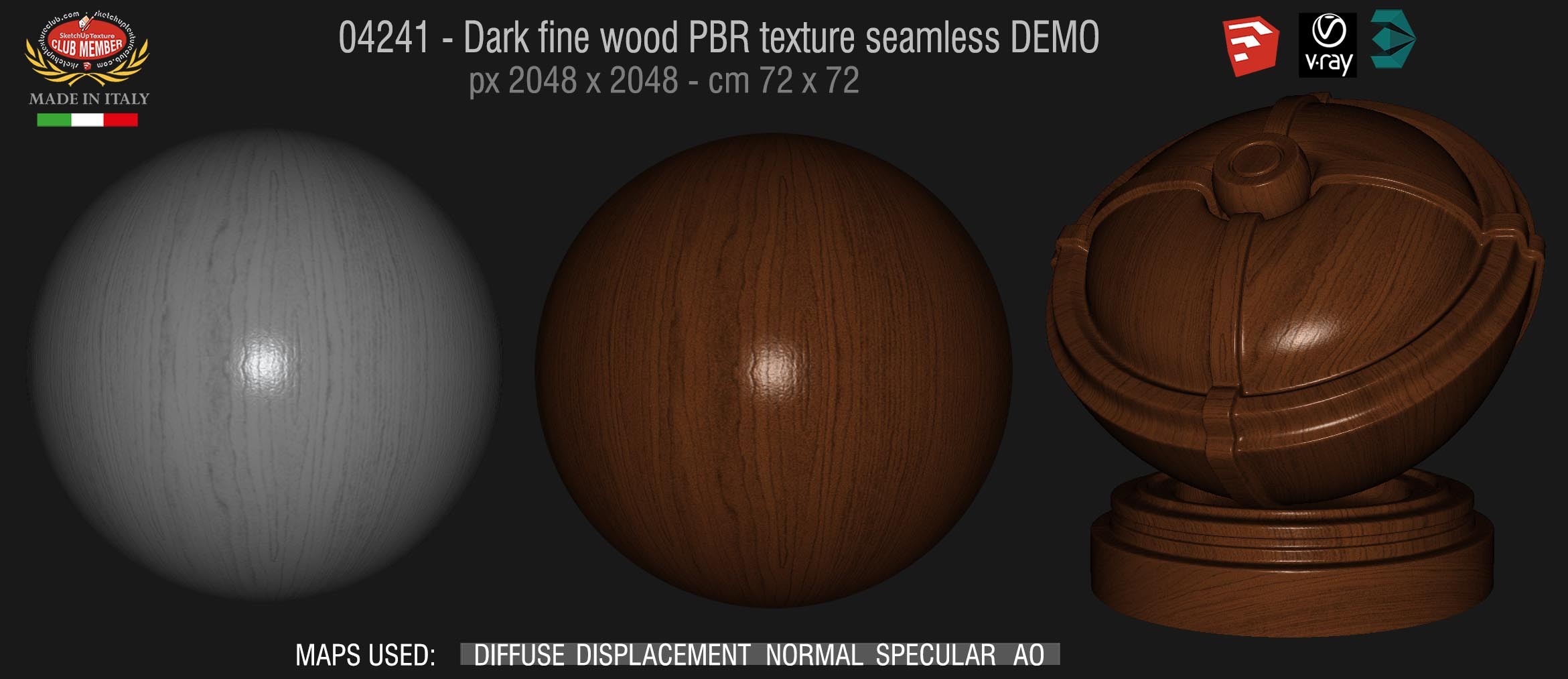 04241 Dark fine wood PBR texture seamless DEMO
