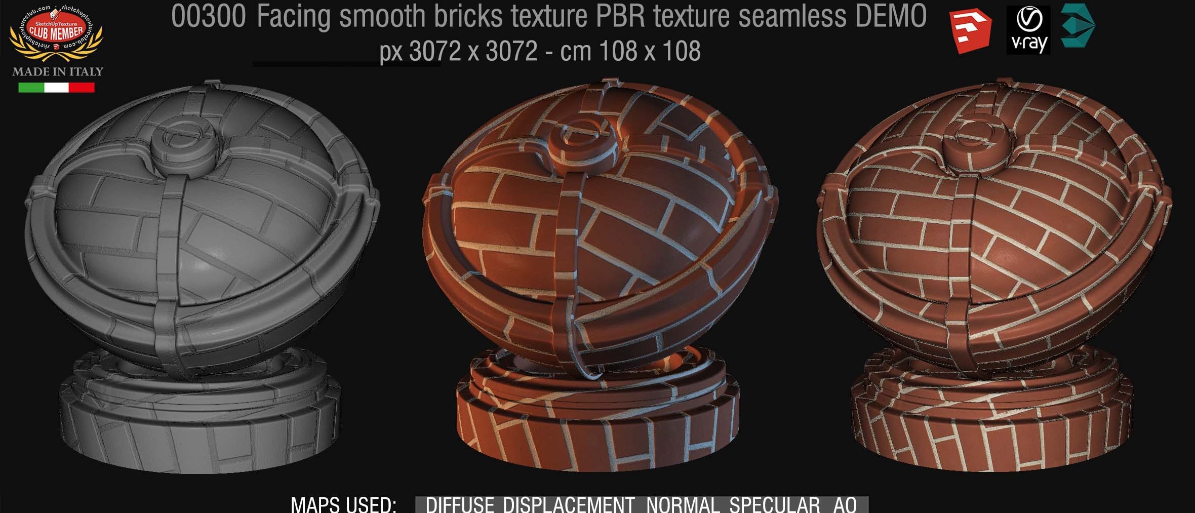 00300 Facing smooth bricks PBR texture seamless DEMO