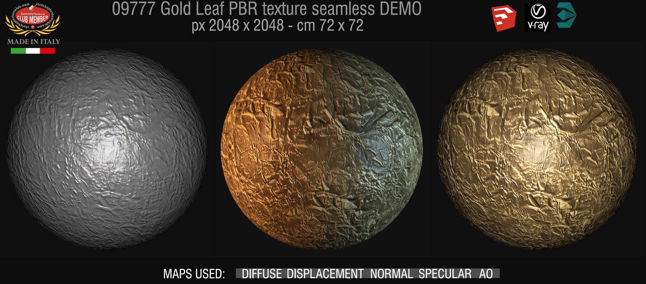 09777 Gold leaf metal PBR texture seamless DEMO