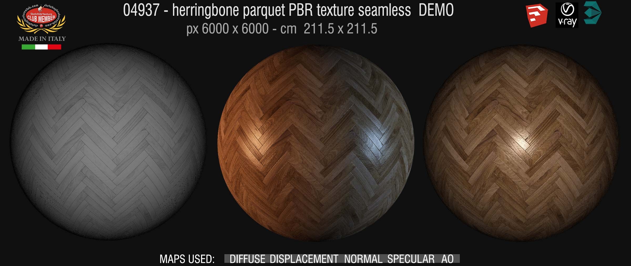 04937 Herringbone parquet PBR texture seamless DEMO