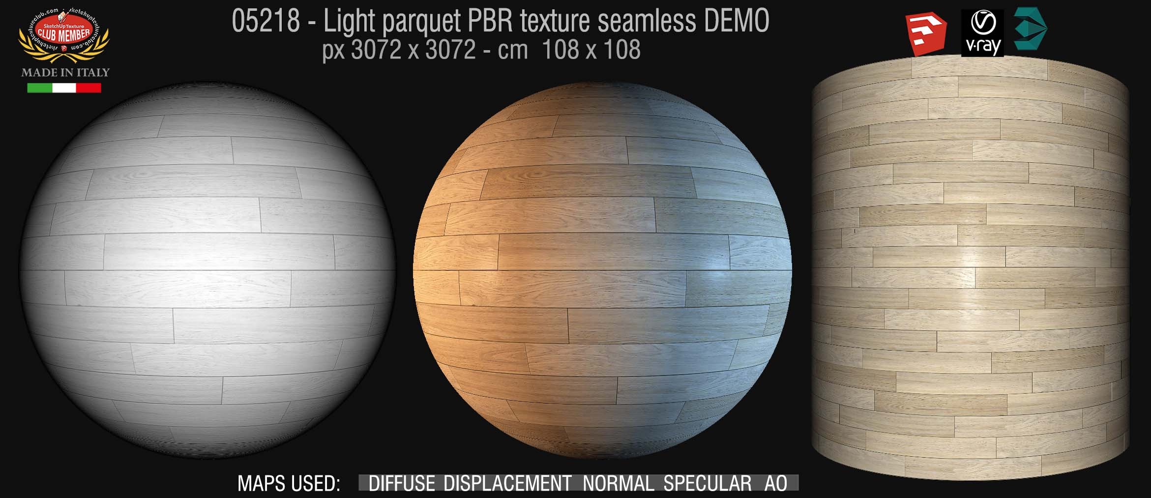 05218 Light parquet PBR texture seamless DEMO