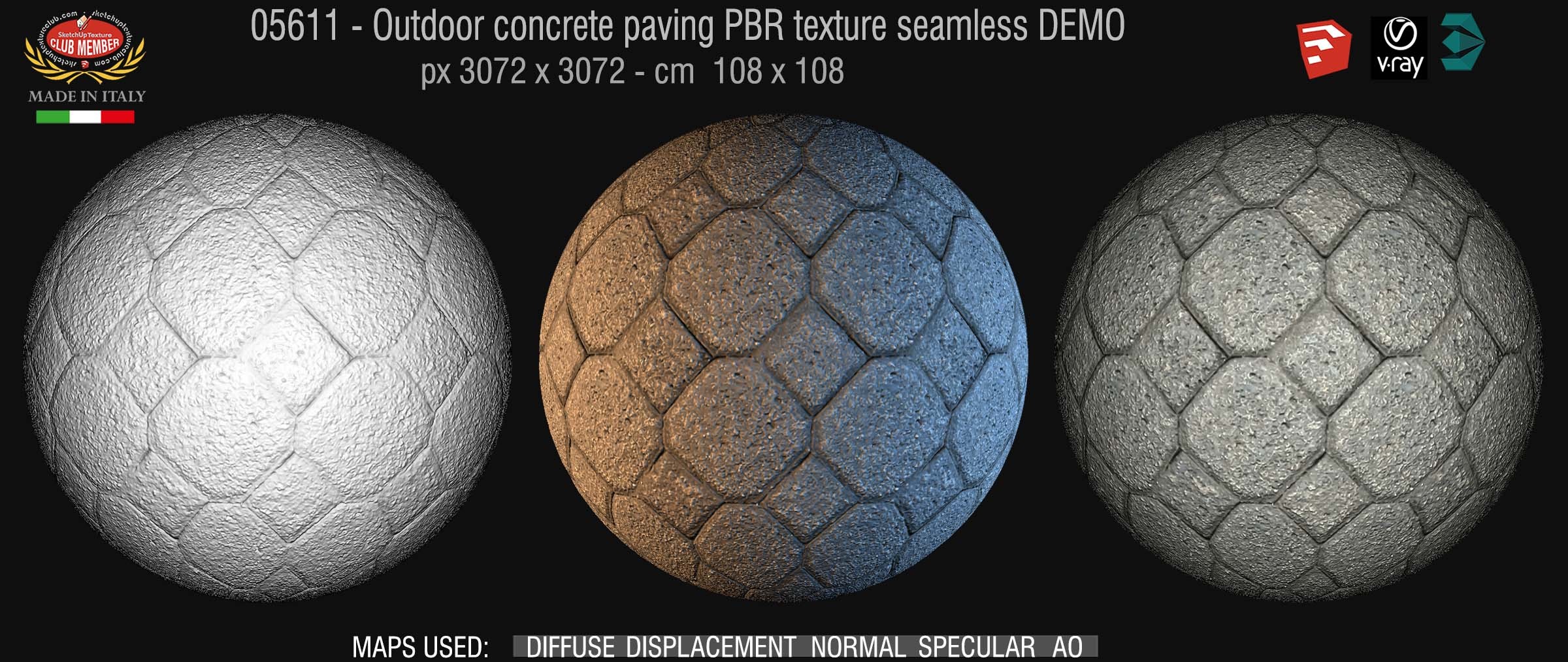 05611 Outdoor concrete paving PBR texture seamless DEMO