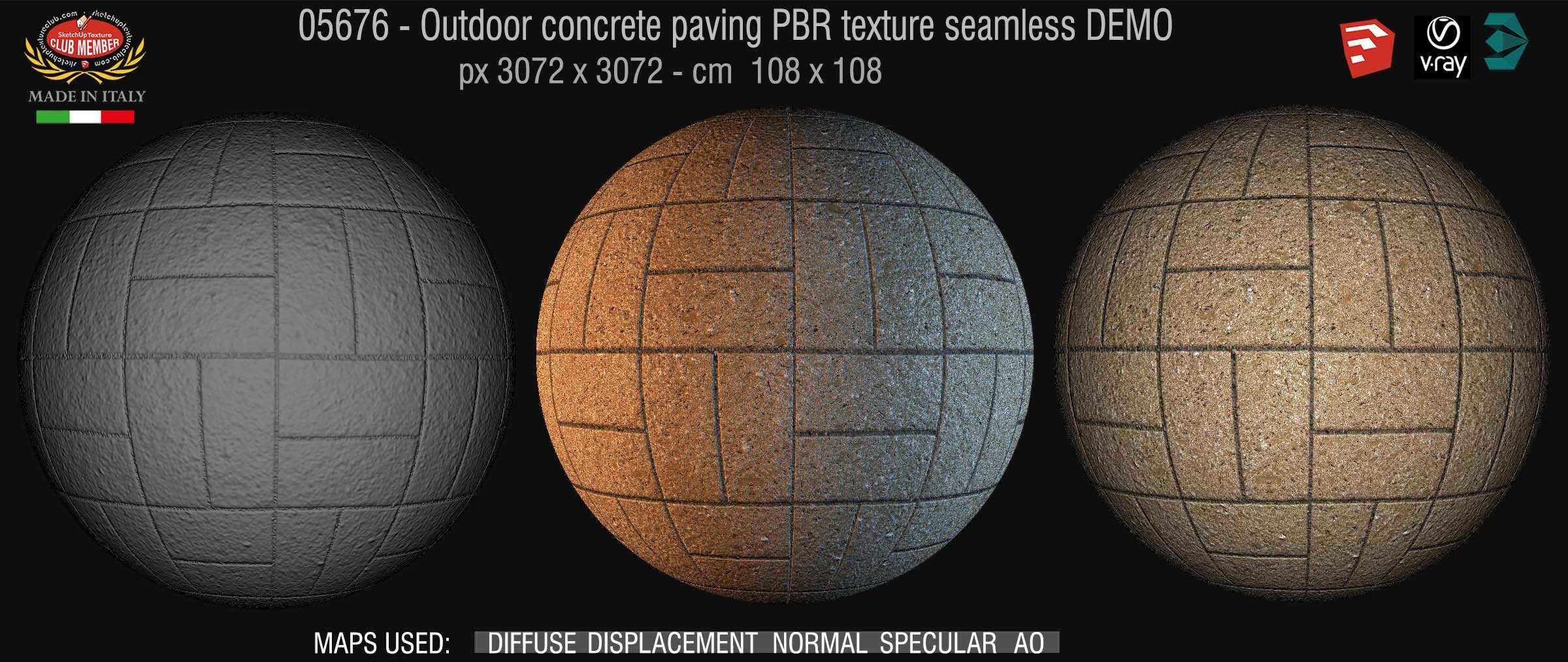 05676 Paving outdoor concrete regular block PBR texture seamless DEMO