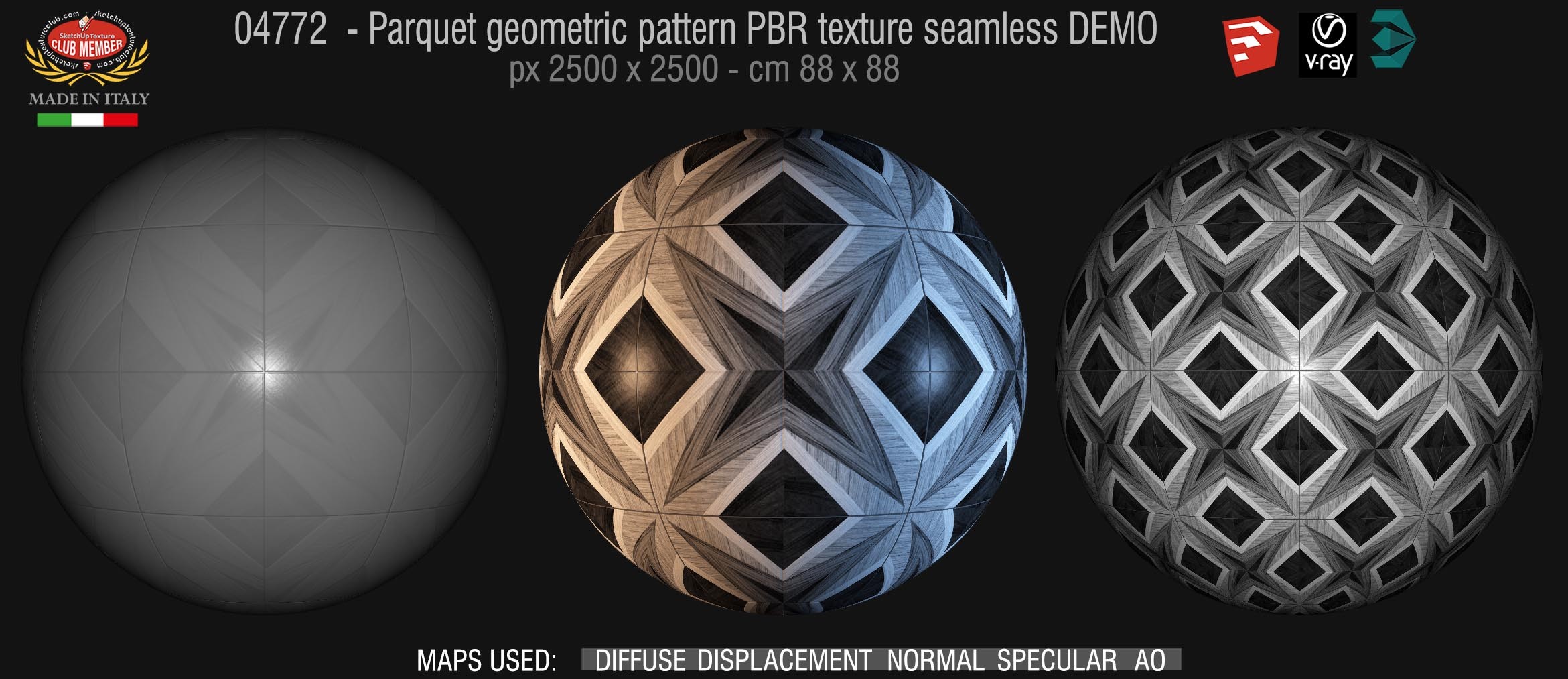 04772 Parquet geometric pattern PBR texture seamless DEMO