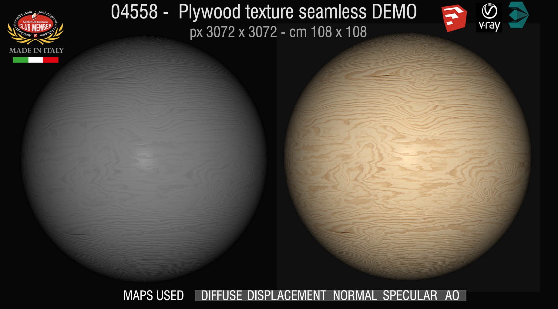 04558 Plywood texture seamless + maps DEMO