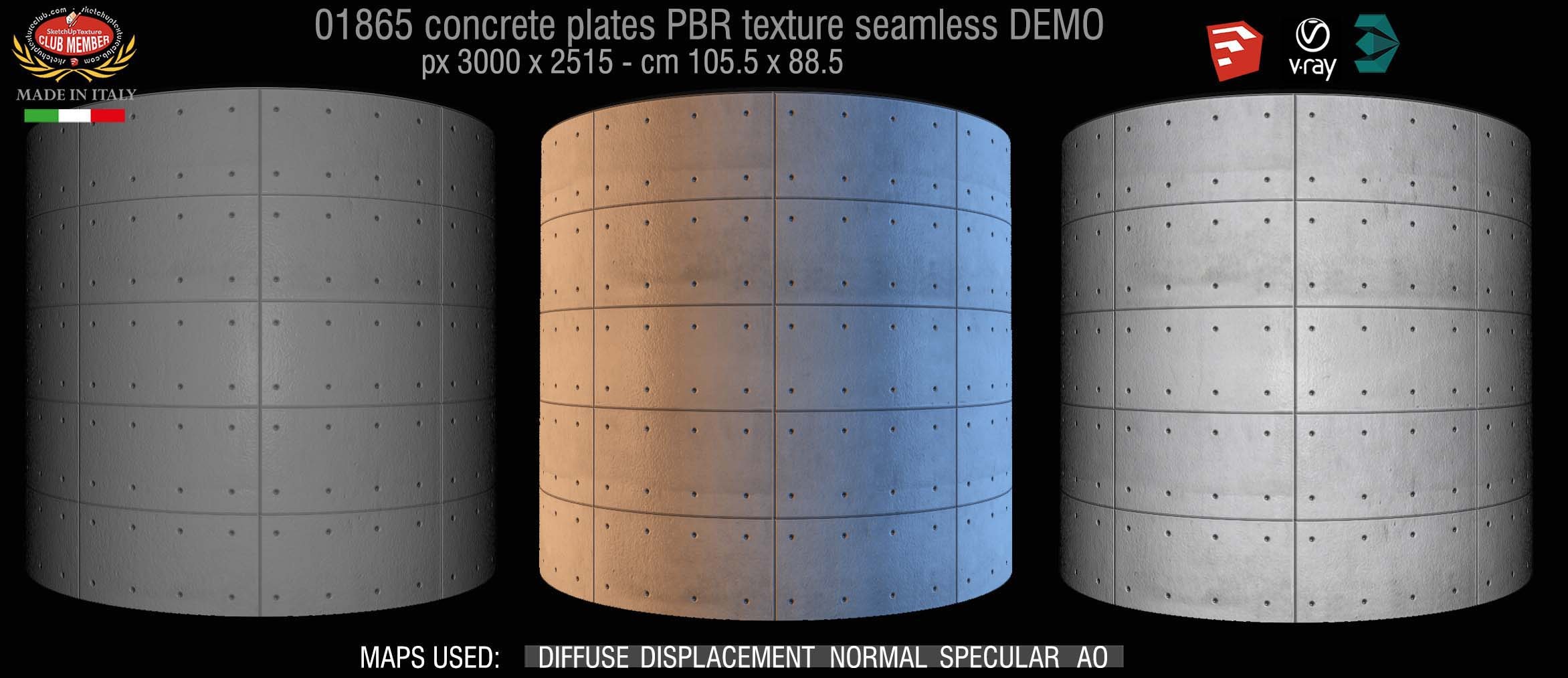 01865 Tadao Ando concrete plates PBR texture seamless DEMO