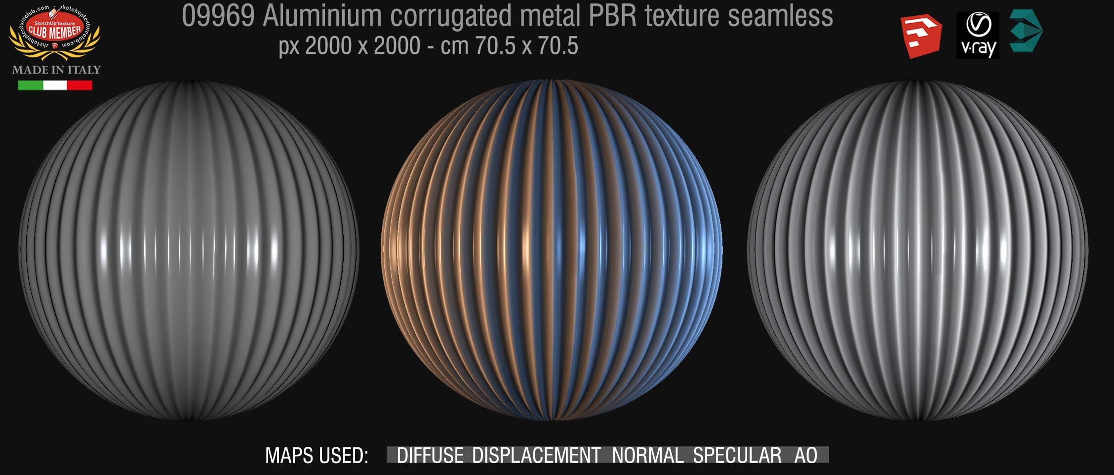 09969 Aluminium corrugated metal pbr texture seamless DEMO