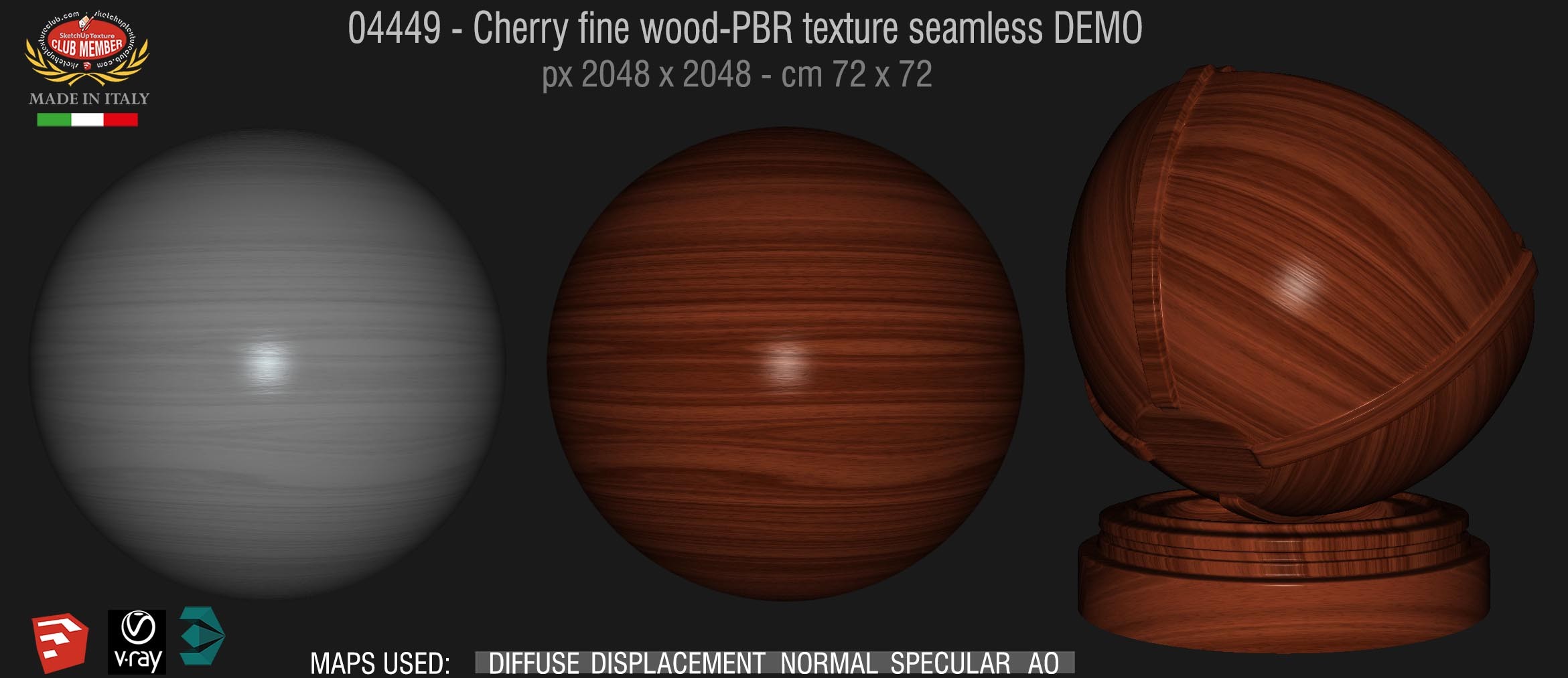 04449 Cherry fine wood-PBR texture seamless DEMO