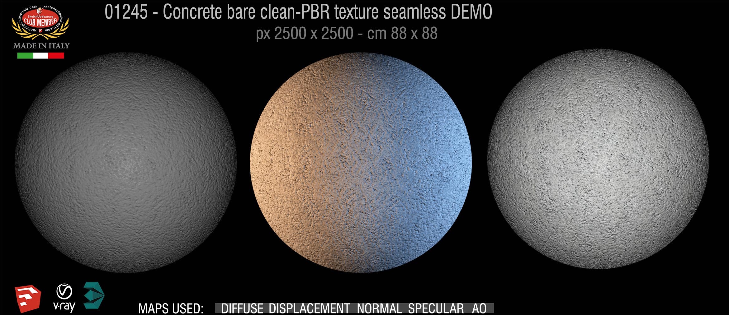 01245 Concrete bare clean-PBR texture seamless DEMO