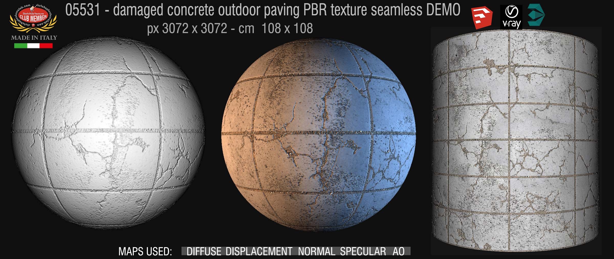 05531  Damaged concrete outdoor paving PBR texture seamless DEMO