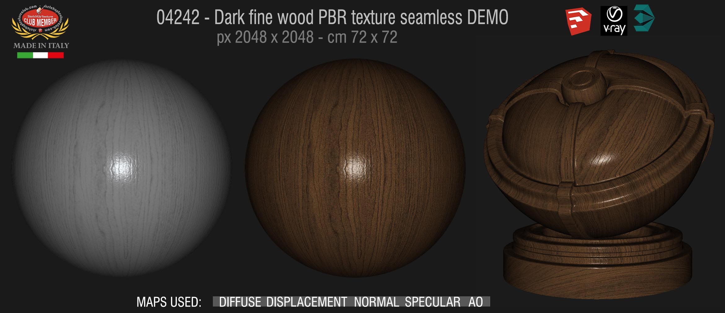 04242 Dark fine wood PBR texture seamless DEMO