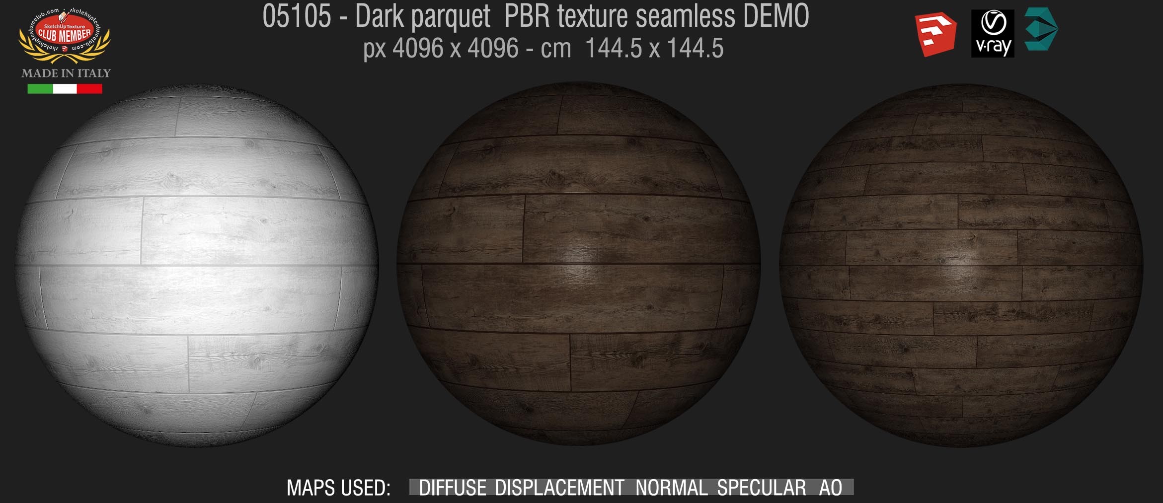 05105 Dark parquet PBR texture seamless DEMO