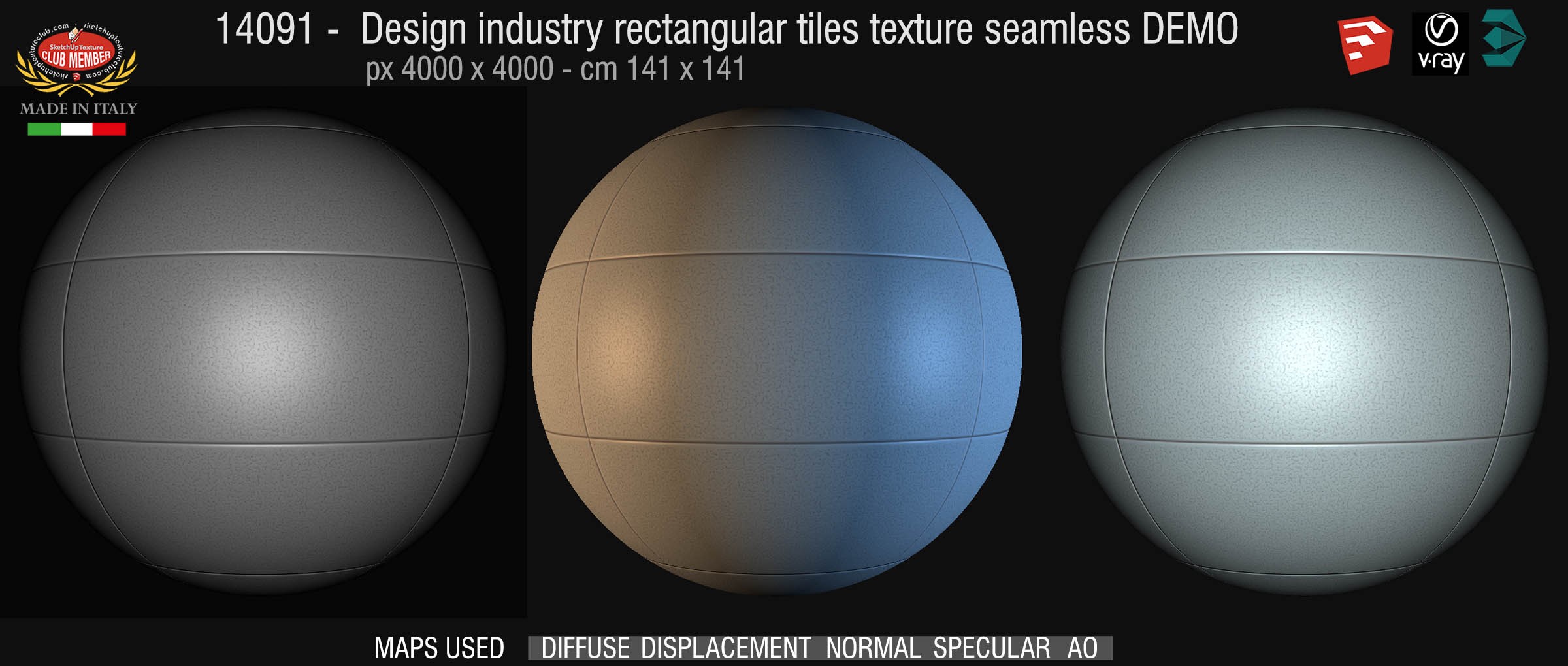 14091 Design industry rectangular tile texture seamless + maps DEMO