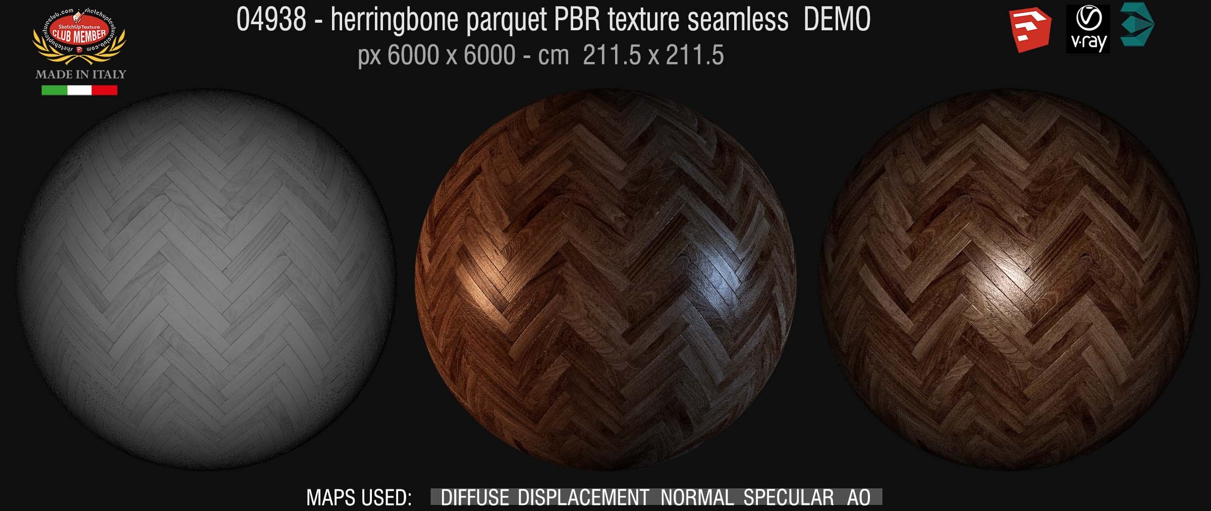 04938 Herringbone parquet PBR texture seamless DEMO
