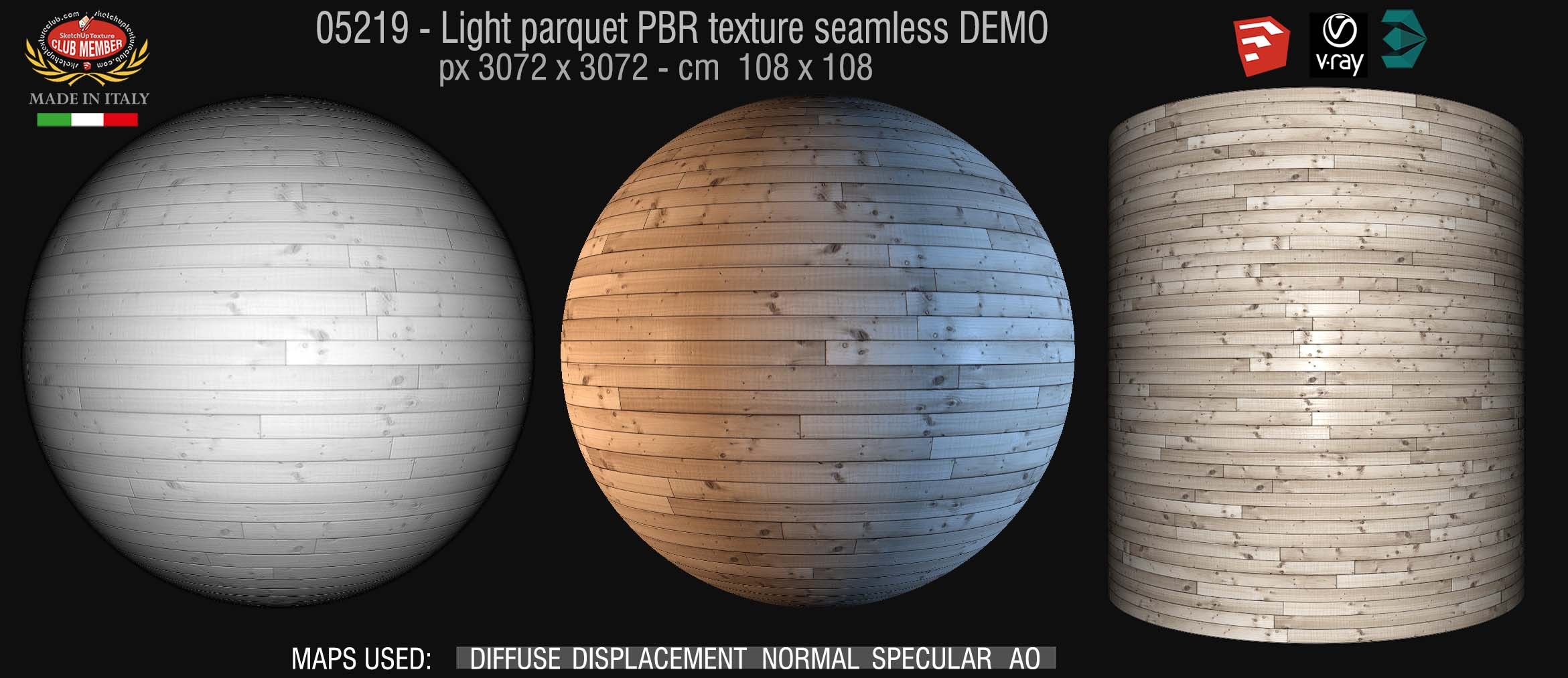 05219 Light parquet PBR texture seamless DEMO