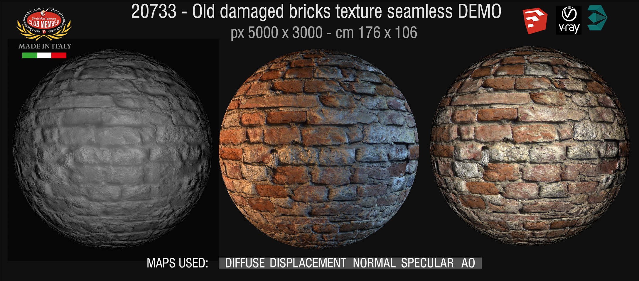 20733 Old damaged wall bricks texture DEMO