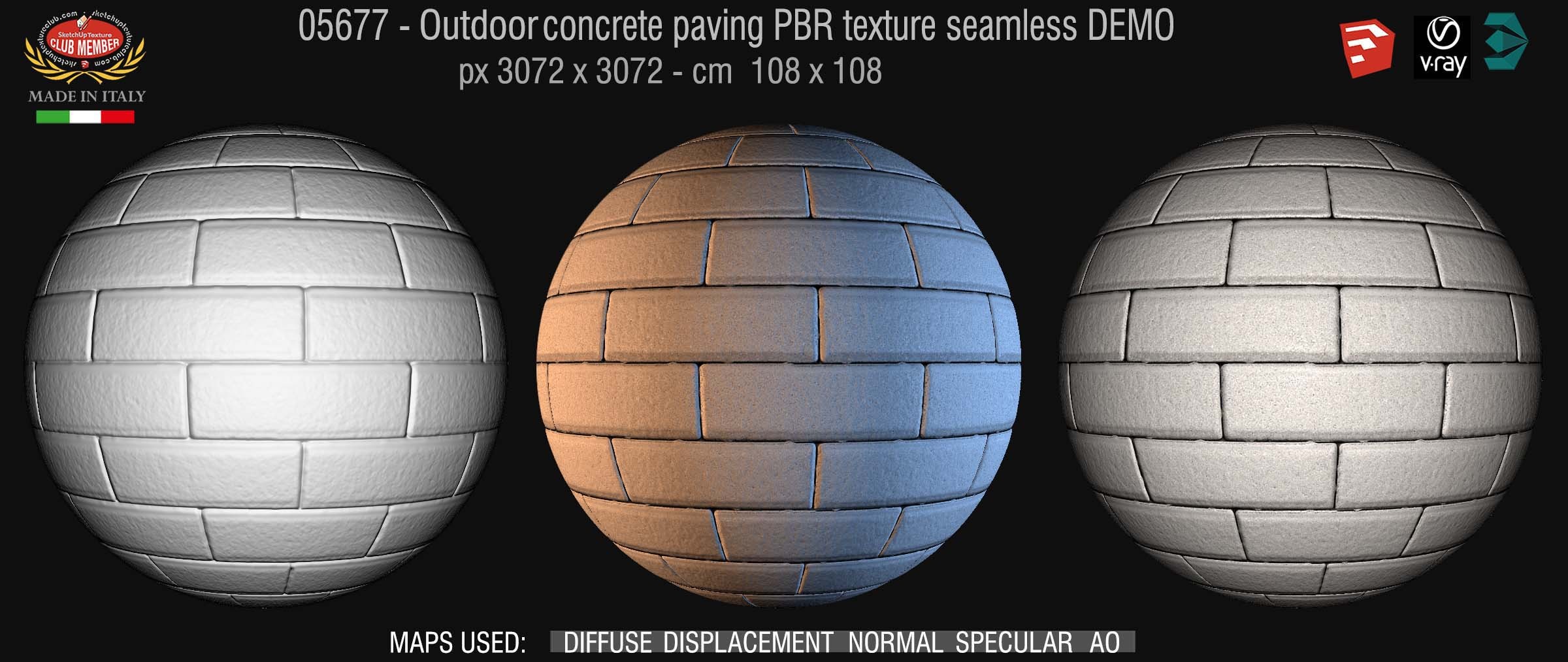 05677  Paving outdoor concrete regular block PBR texture seamless DEMO