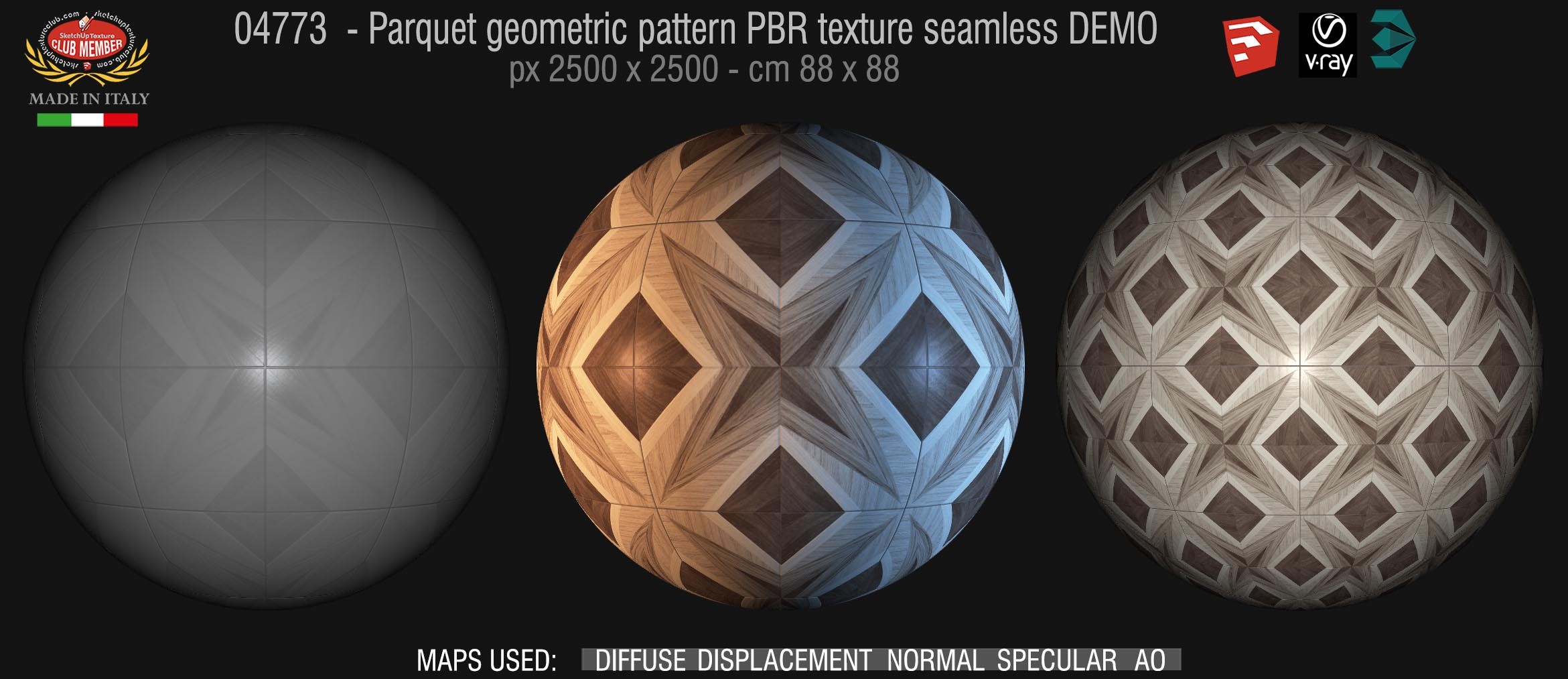04773 Parquet geometric pattern PBR texture seamless DEMO