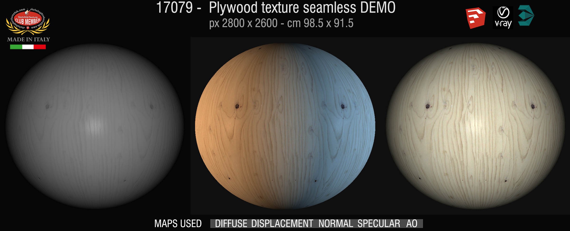 17079 Plywood texture seamless + maps DEMO