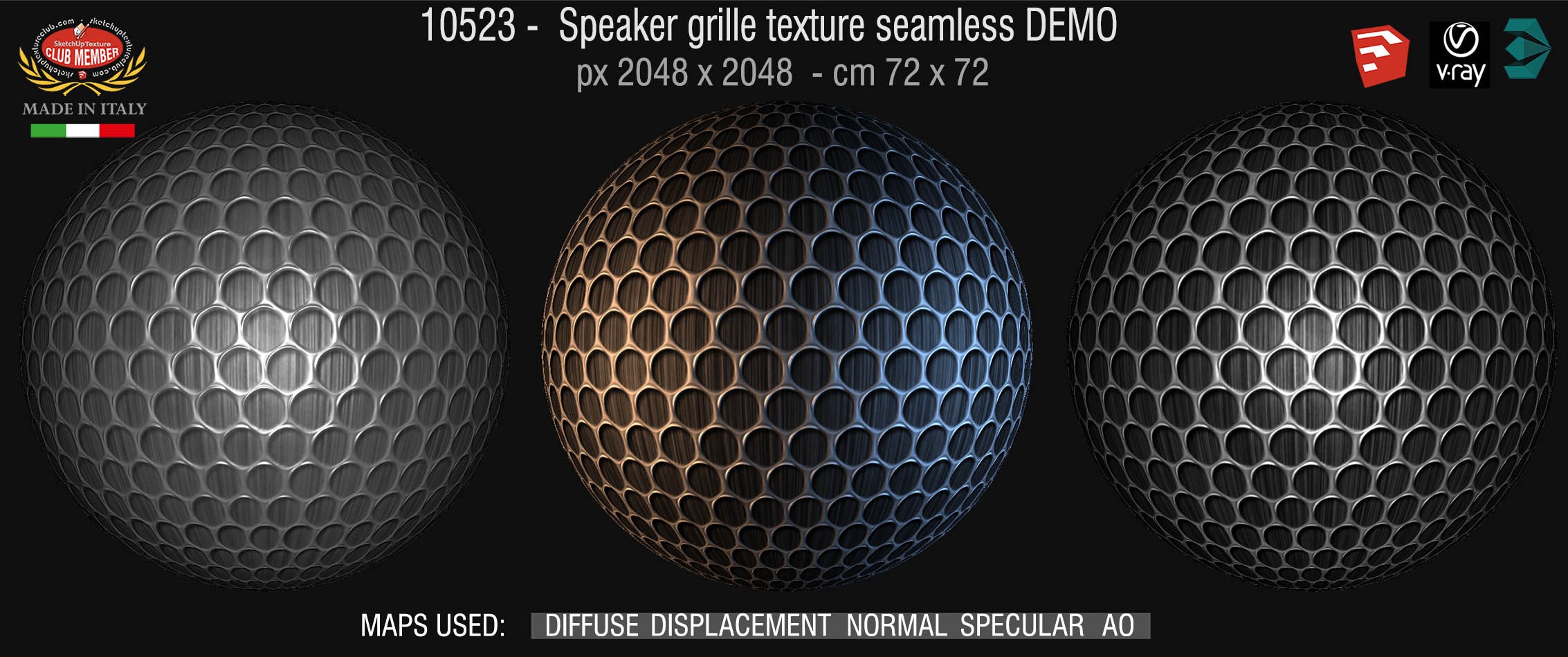 10523 HR Speaker grille metal texture seamless + maps DEMO