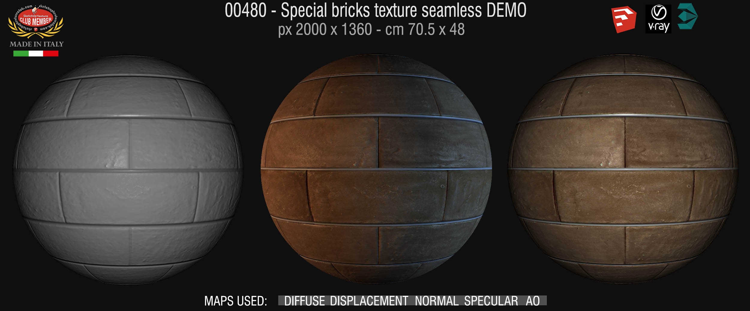 00480 Special bricks texture seamless + maps DEMO