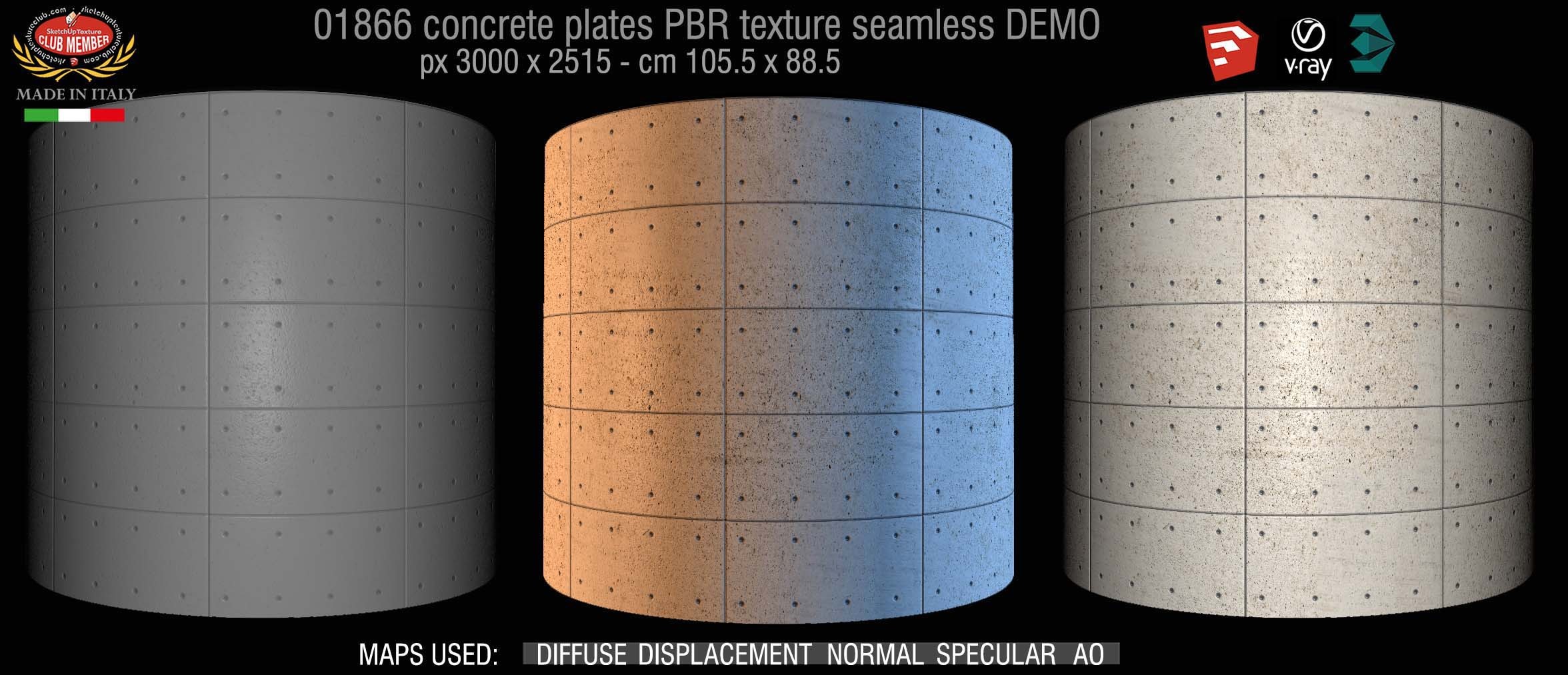 01866 Tadao Ando concrete plates PBR texture seamless DEMO