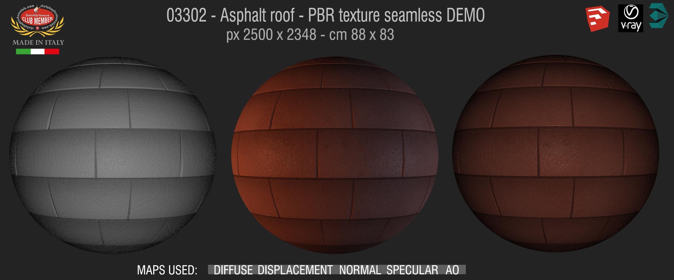 03302 Asphalt roof PBR texture seamless DEMO