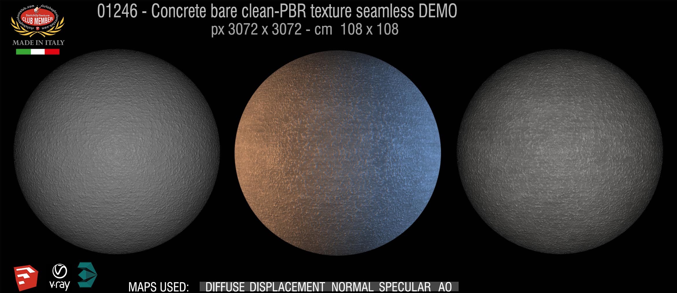 01246 Concrete bare clean-PBR texture seamless DEMO