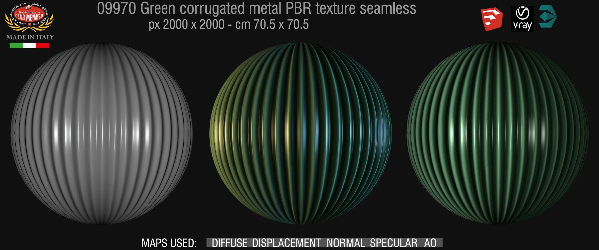 09970 Corrugated metal PBR texture seamless DEMO