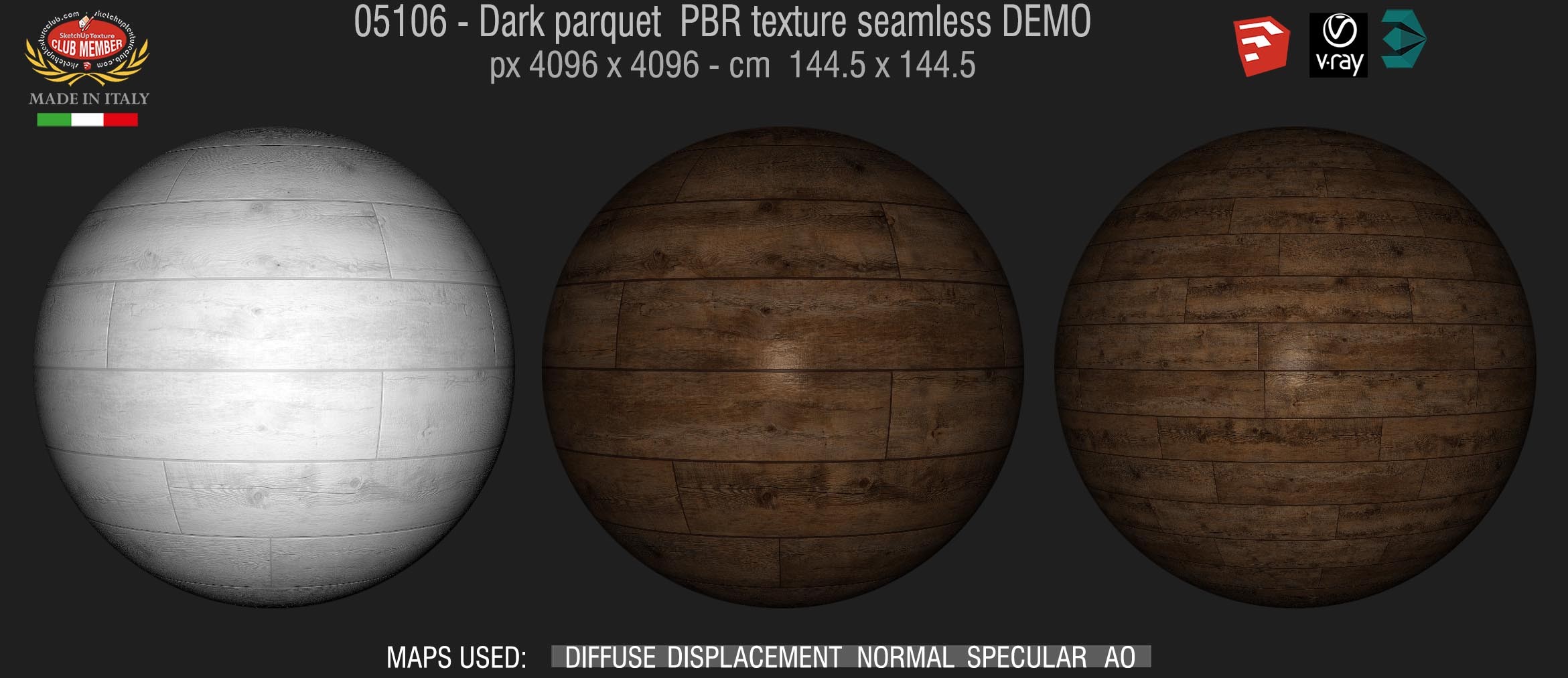 05106 Dark parquet PBR texture seamless DEMO